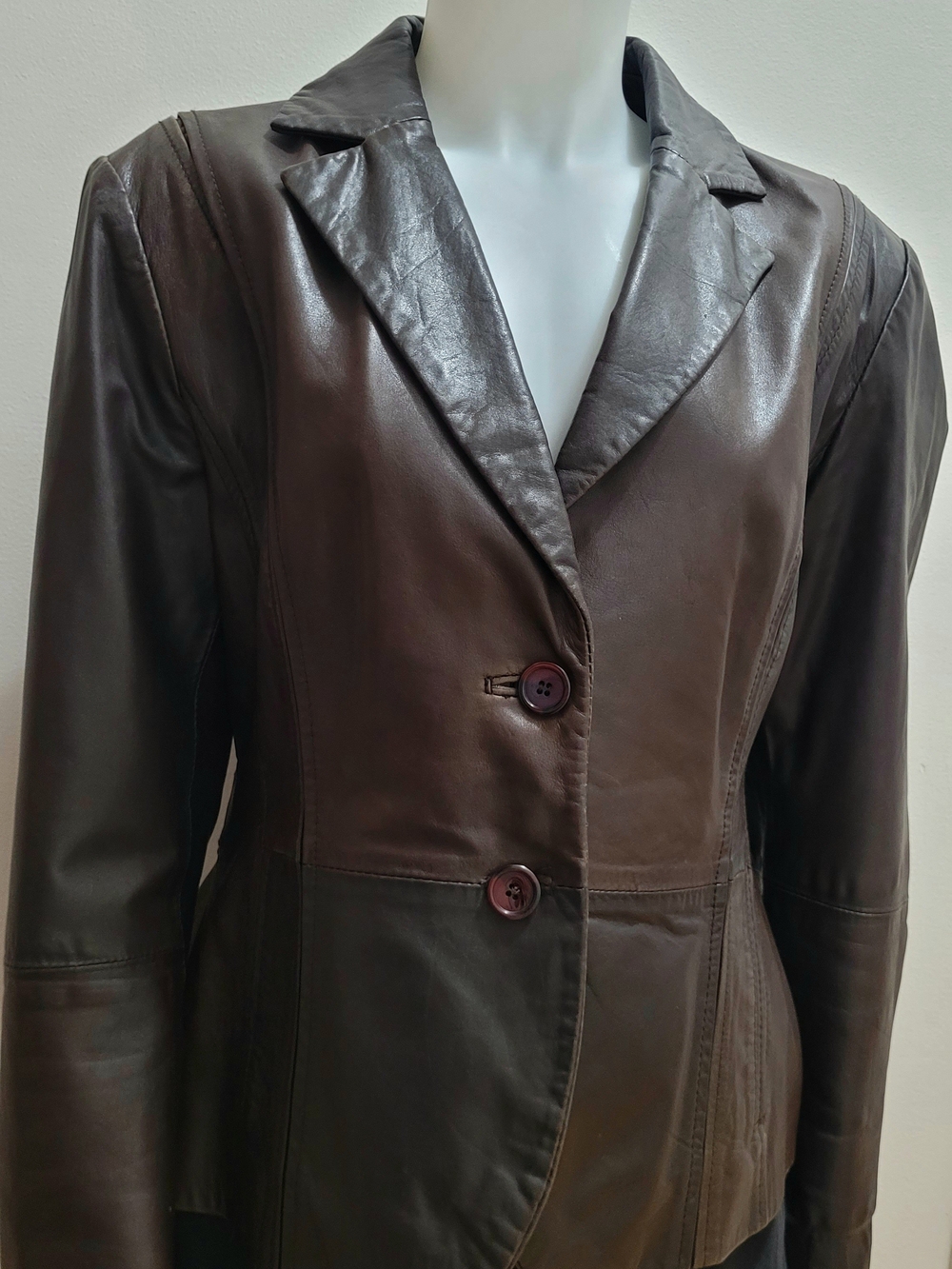 Anna Dark Brown Leather Blazer Jacket